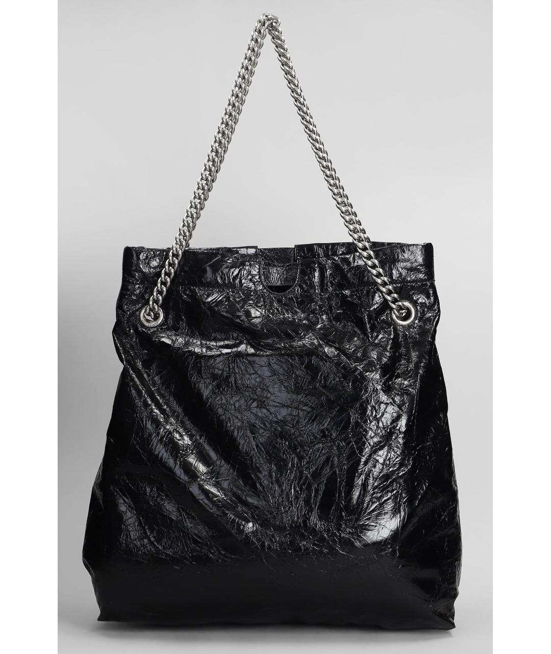 BALENCIAGA Черная кожаная сумка тоут, фото 3