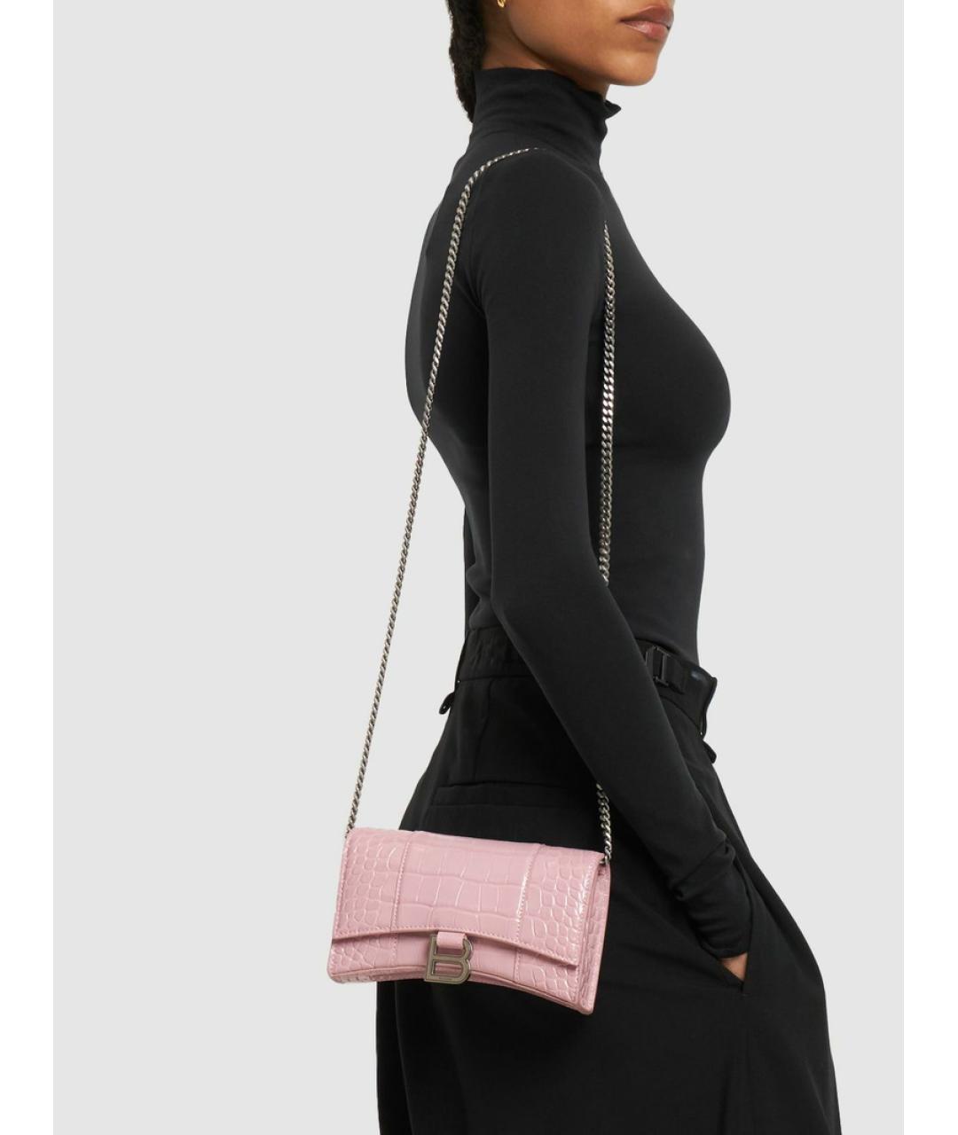 BALENCIAGA Розовая кожаная сумка через плечо, фото 2