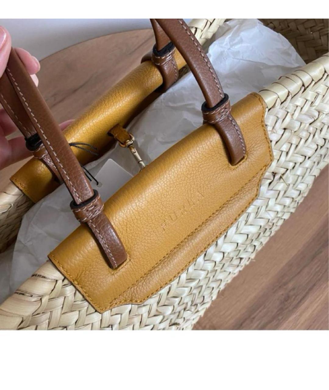 FURLA Бежевая плетеная пляжная сумка, фото 3