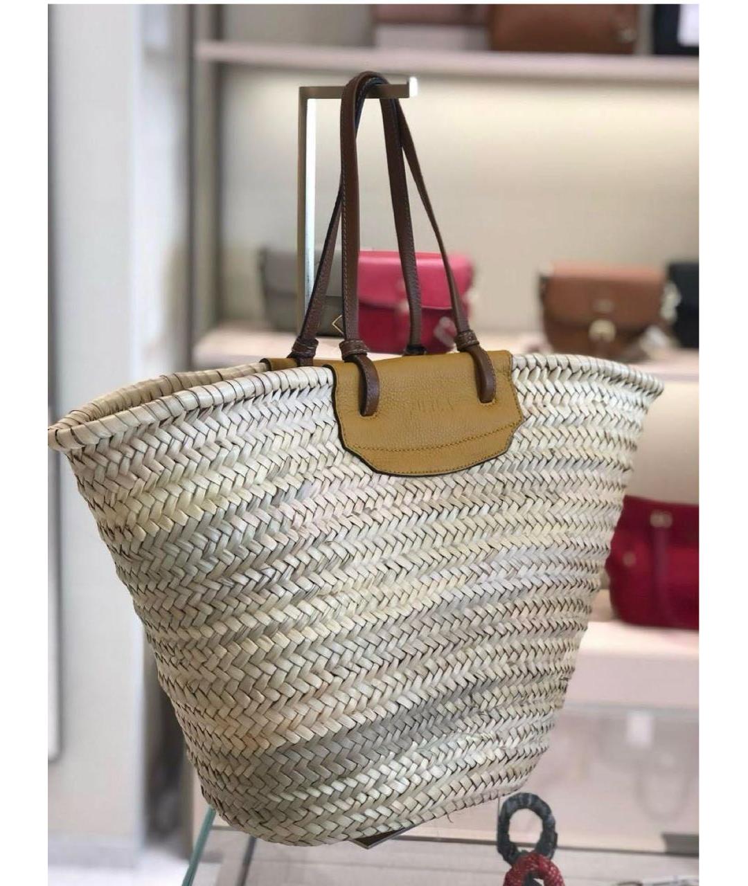 FURLA Бежевая плетеная пляжная сумка, фото 5