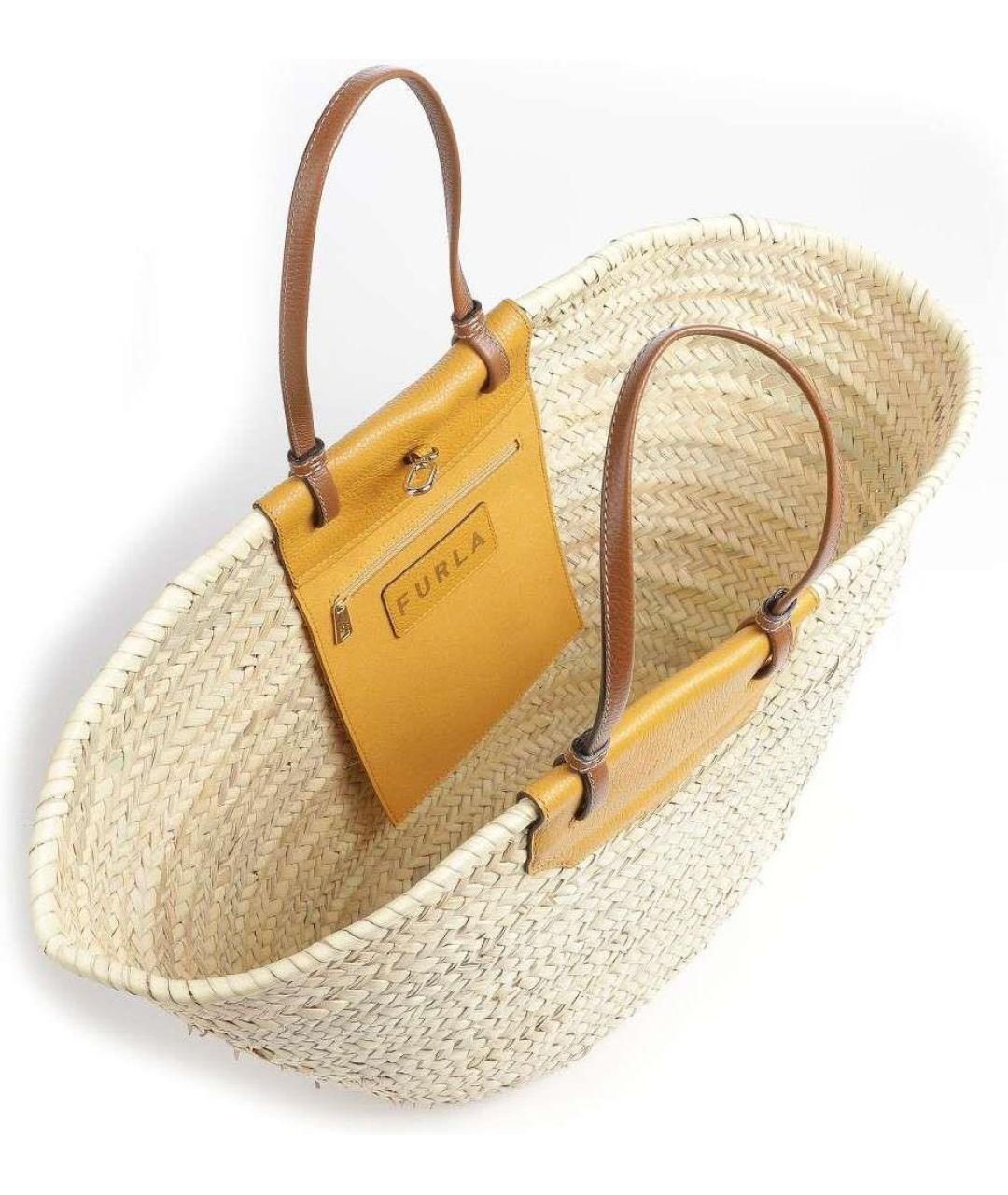 FURLA Бежевая плетеная пляжная сумка, фото 8