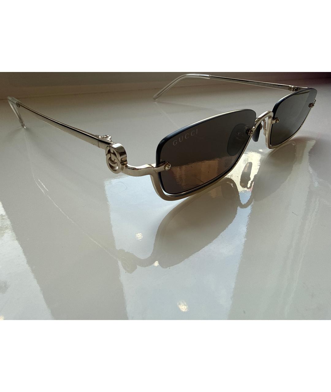 GUCCI Золотые металлические солнцезащитные очки, фото 3