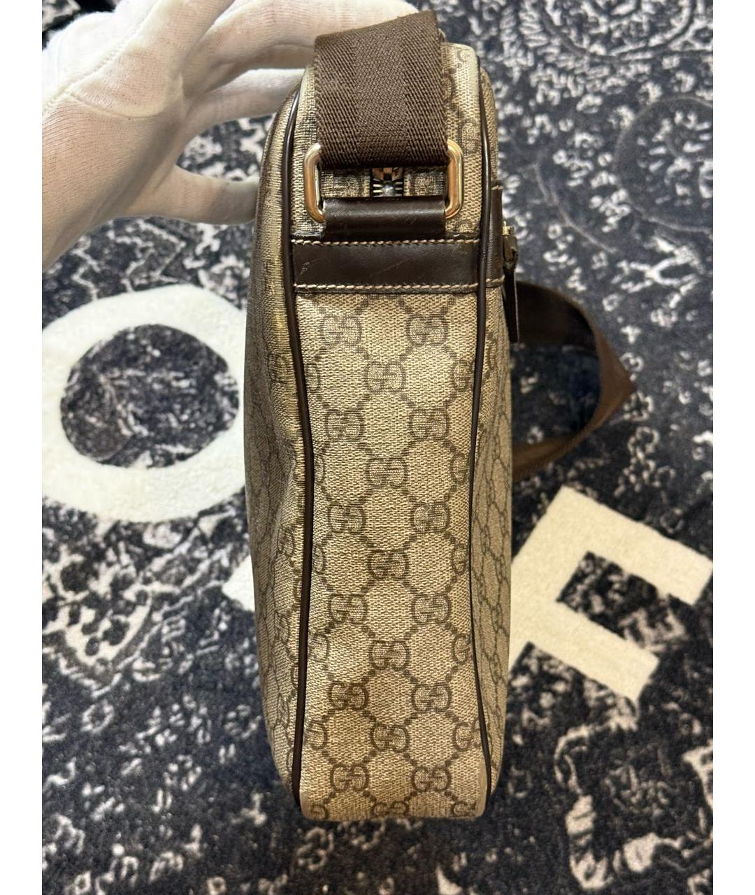 GUCCI Бежевая кожаная сумка на плечо, фото 6
