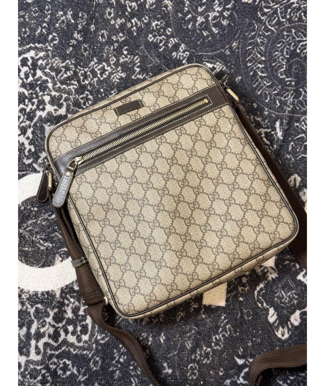 GUCCI Бежевая кожаная сумка на плечо, фото 2