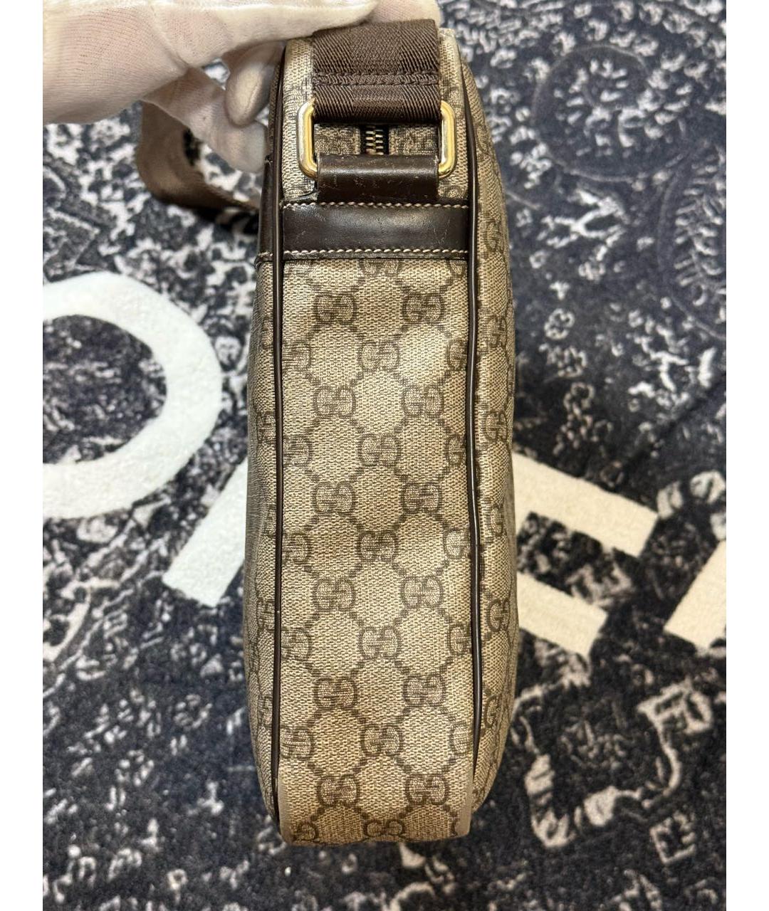 GUCCI Бежевая кожаная сумка на плечо, фото 5