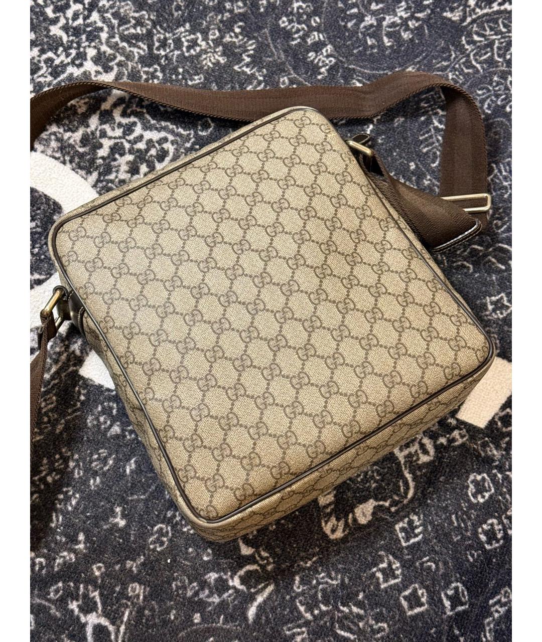GUCCI Бежевая кожаная сумка на плечо, фото 3