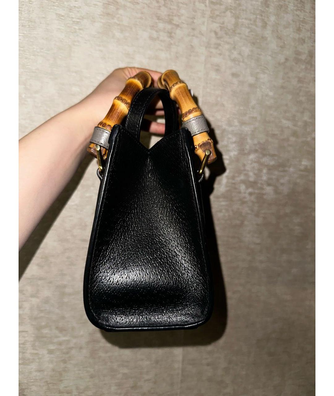 GUCCI Черная кожаная сумка с короткими ручками, фото 2