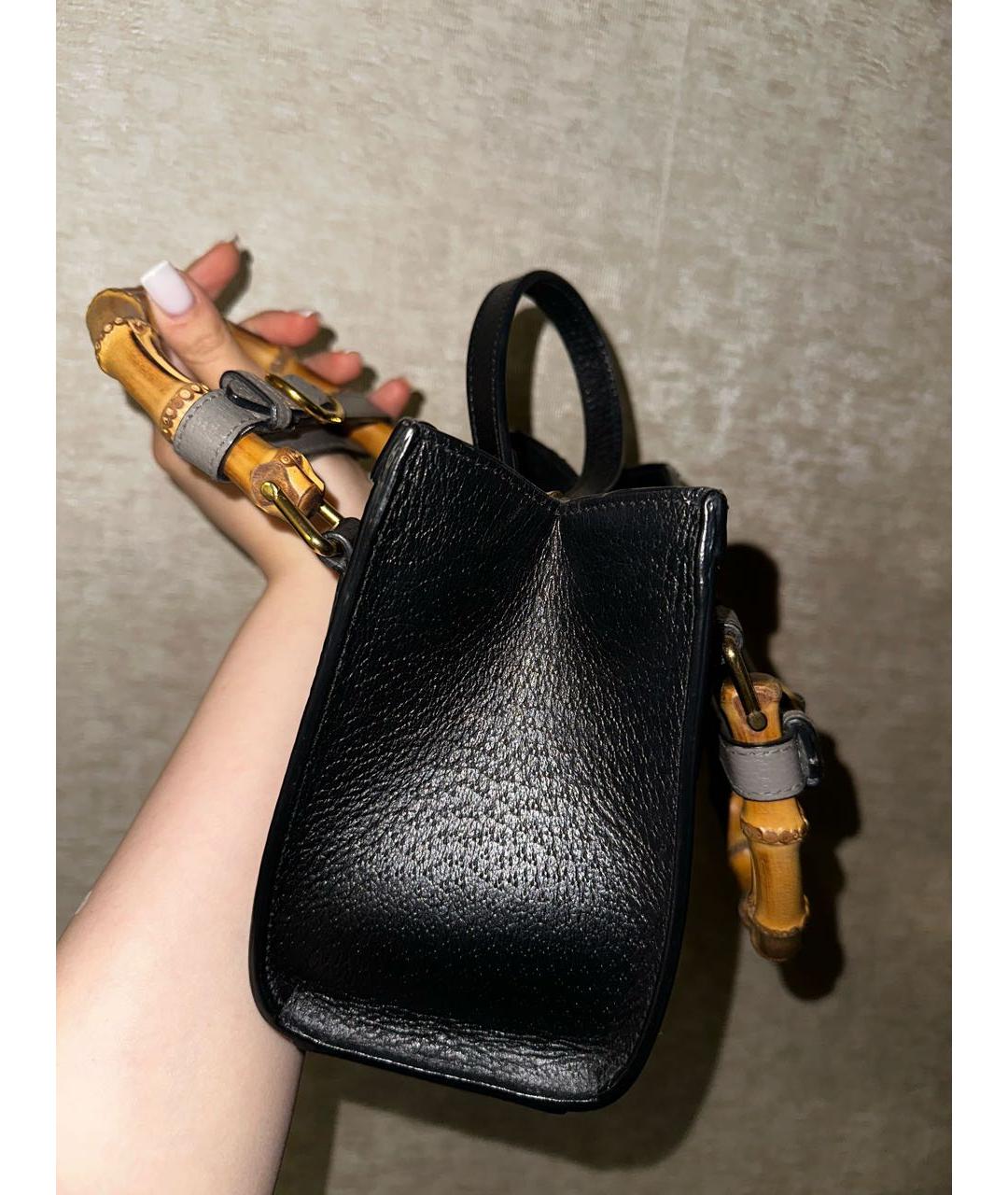 GUCCI Черная кожаная сумка с короткими ручками, фото 4