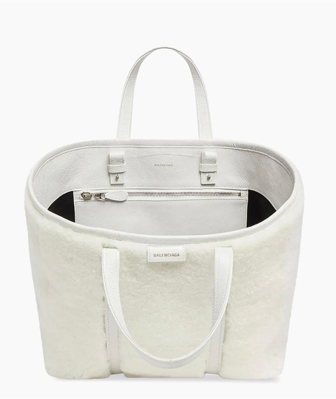 BALENCIAGA Белая кожаная сумка тоут, фото 4
