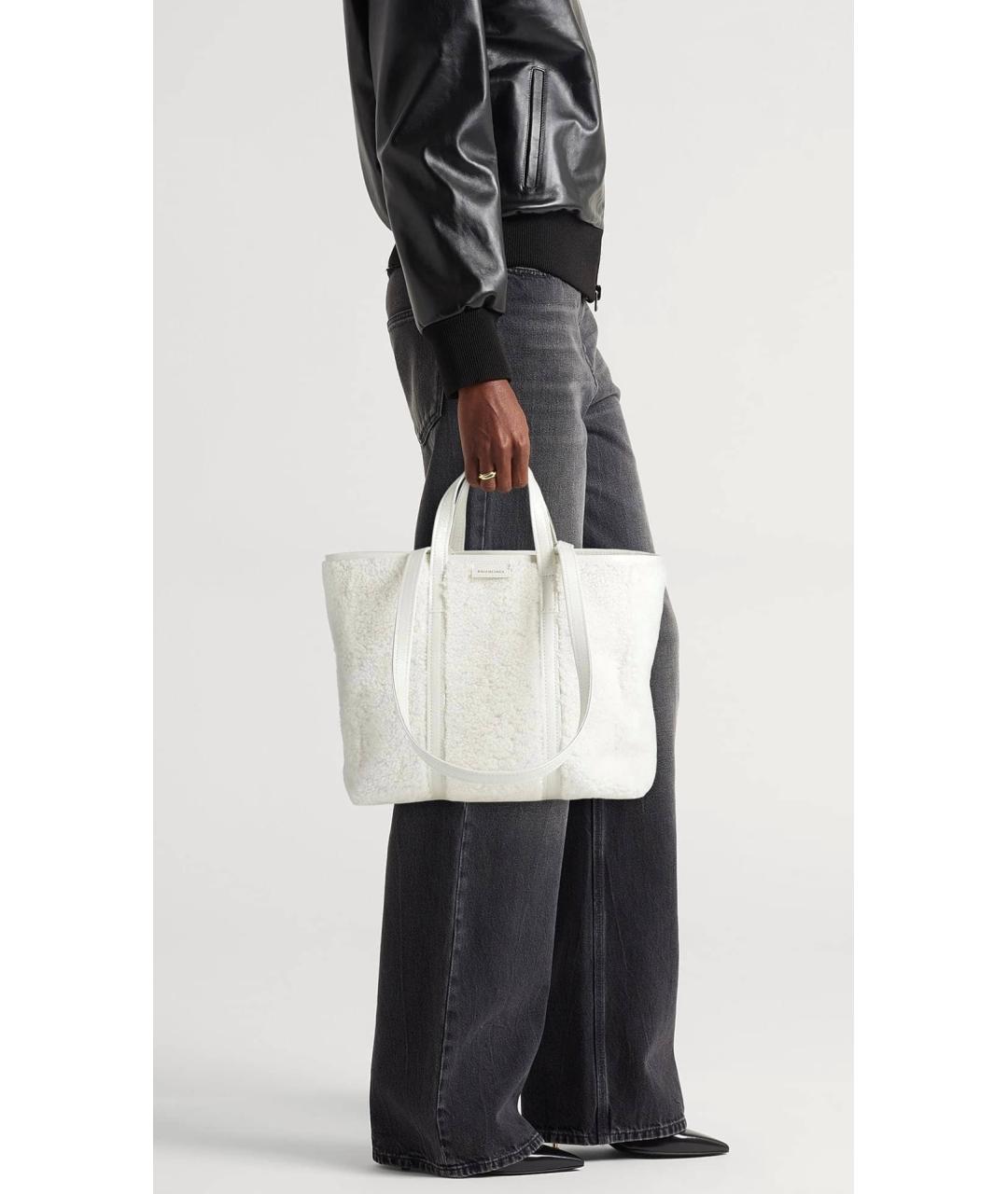BALENCIAGA Белая кожаная сумка тоут, фото 5