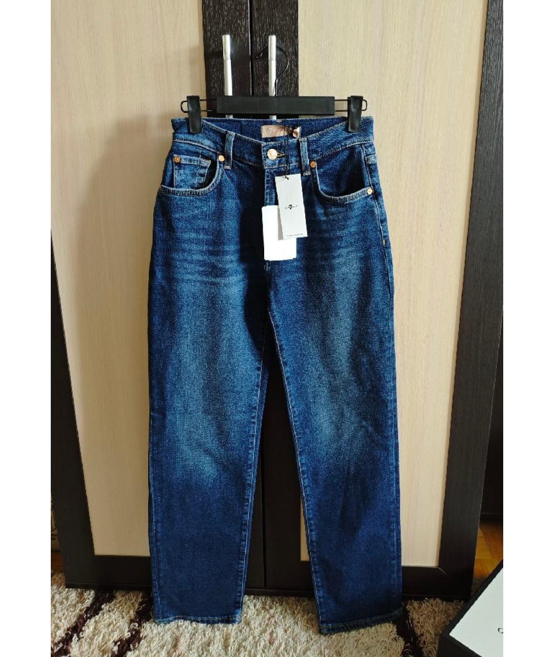 7 FOR ALL MANKIND Темно-синие хлопковые прямые джинсы, фото 6