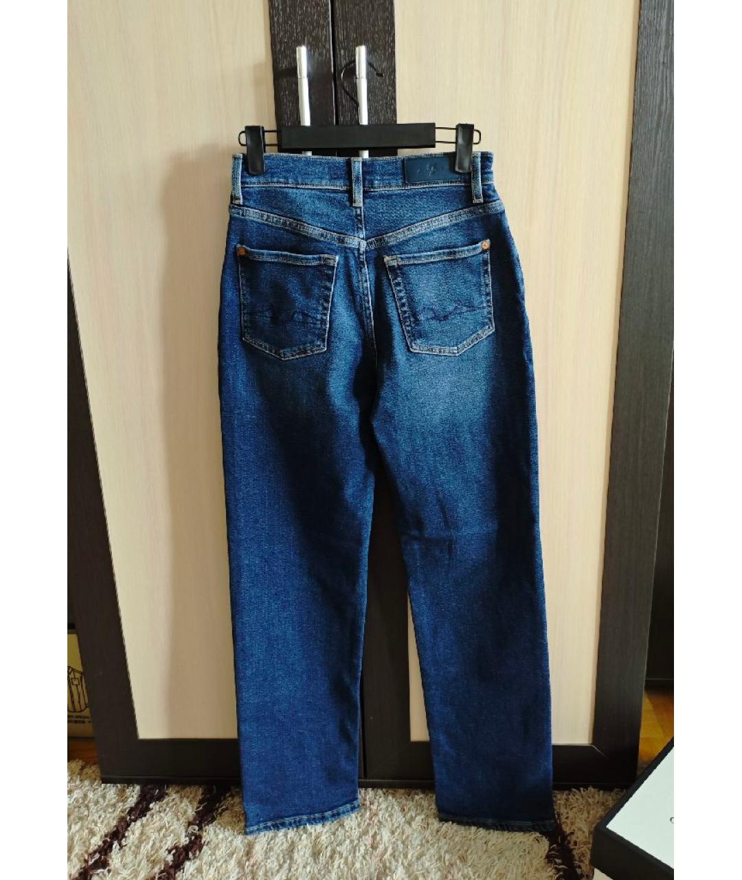 7 FOR ALL MANKIND Темно-синие хлопковые прямые джинсы, фото 2