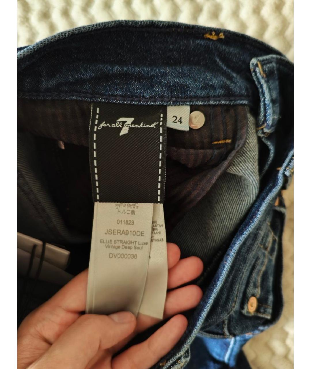 7 FOR ALL MANKIND Темно-синие хлопковые прямые джинсы, фото 5