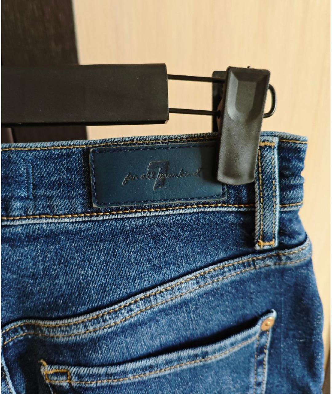 7 FOR ALL MANKIND Темно-синие хлопковые прямые джинсы, фото 4