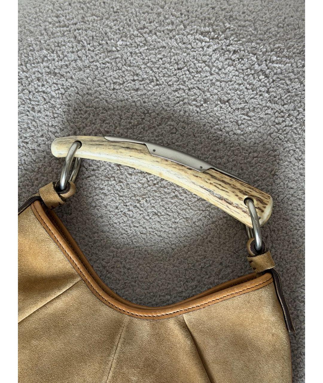 SAINT LAURENT Коричневая замшевая сумка с короткими ручками, фото 8