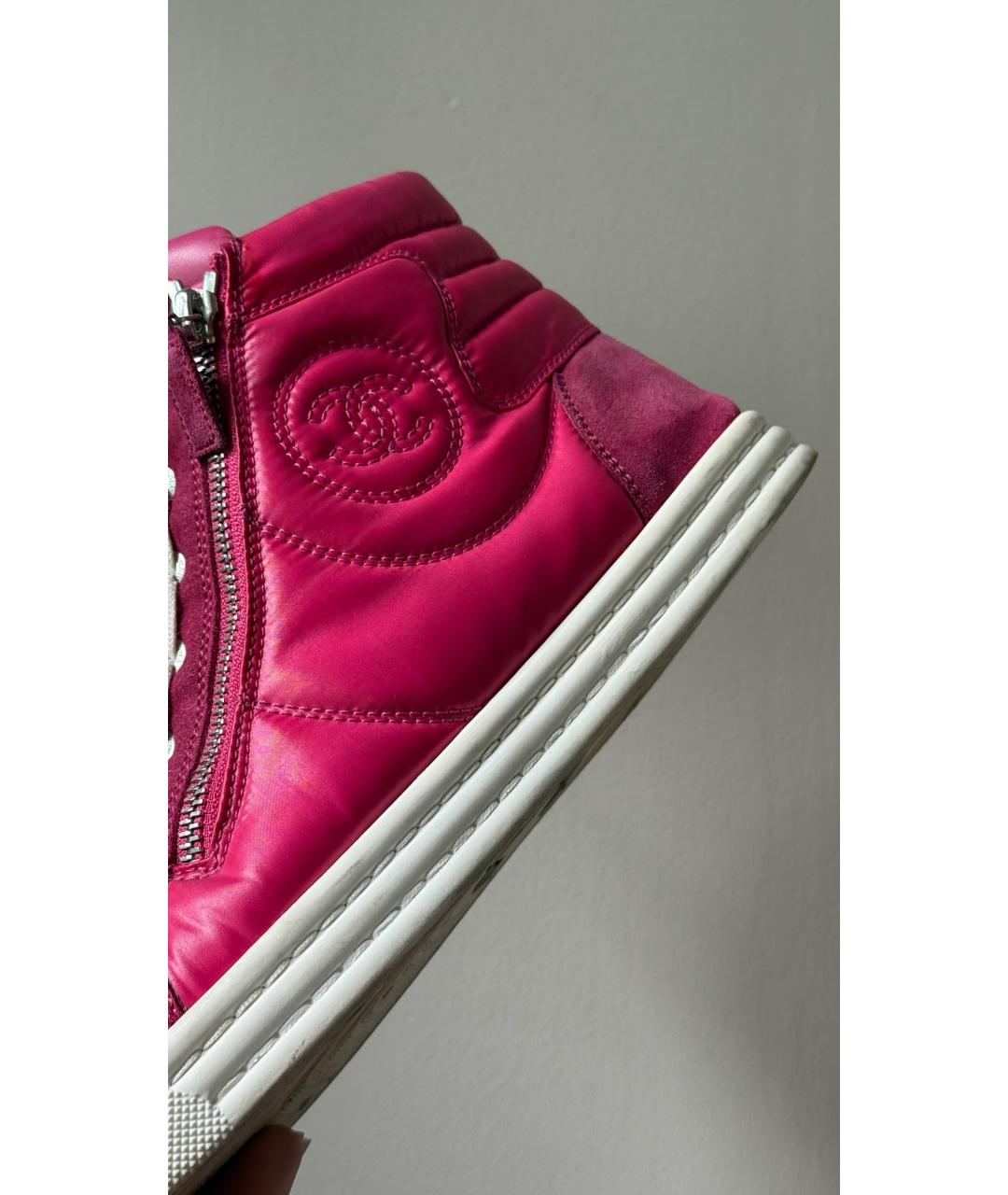 CHANEL Розовые кожаные кроссовки, фото 7