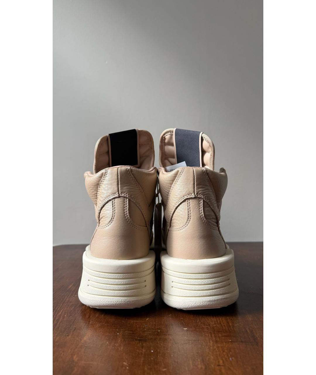 RICK OWENS DRKSHDW Бежевые кожаные кеды, фото 4
