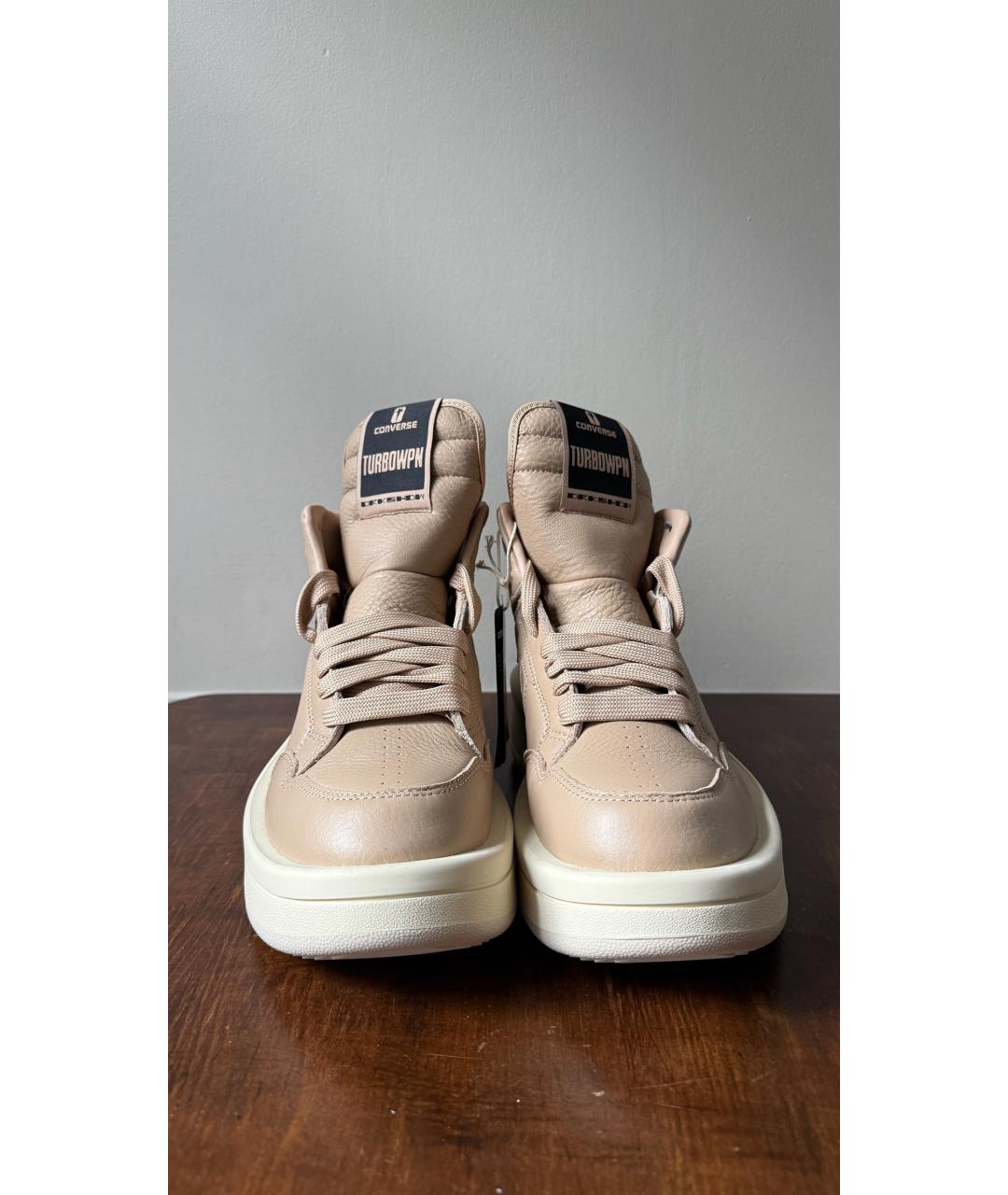 RICK OWENS DRKSHDW Бежевые кожаные кеды, фото 3
