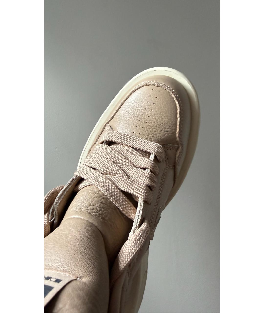 RICK OWENS DRKSHDW Бежевые кожаные кеды, фото 5