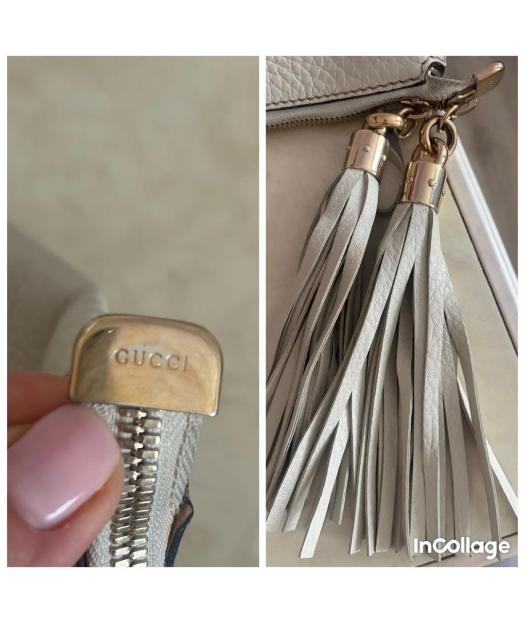 GUCCI Бежевая кожаная сумка тоут, фото 5