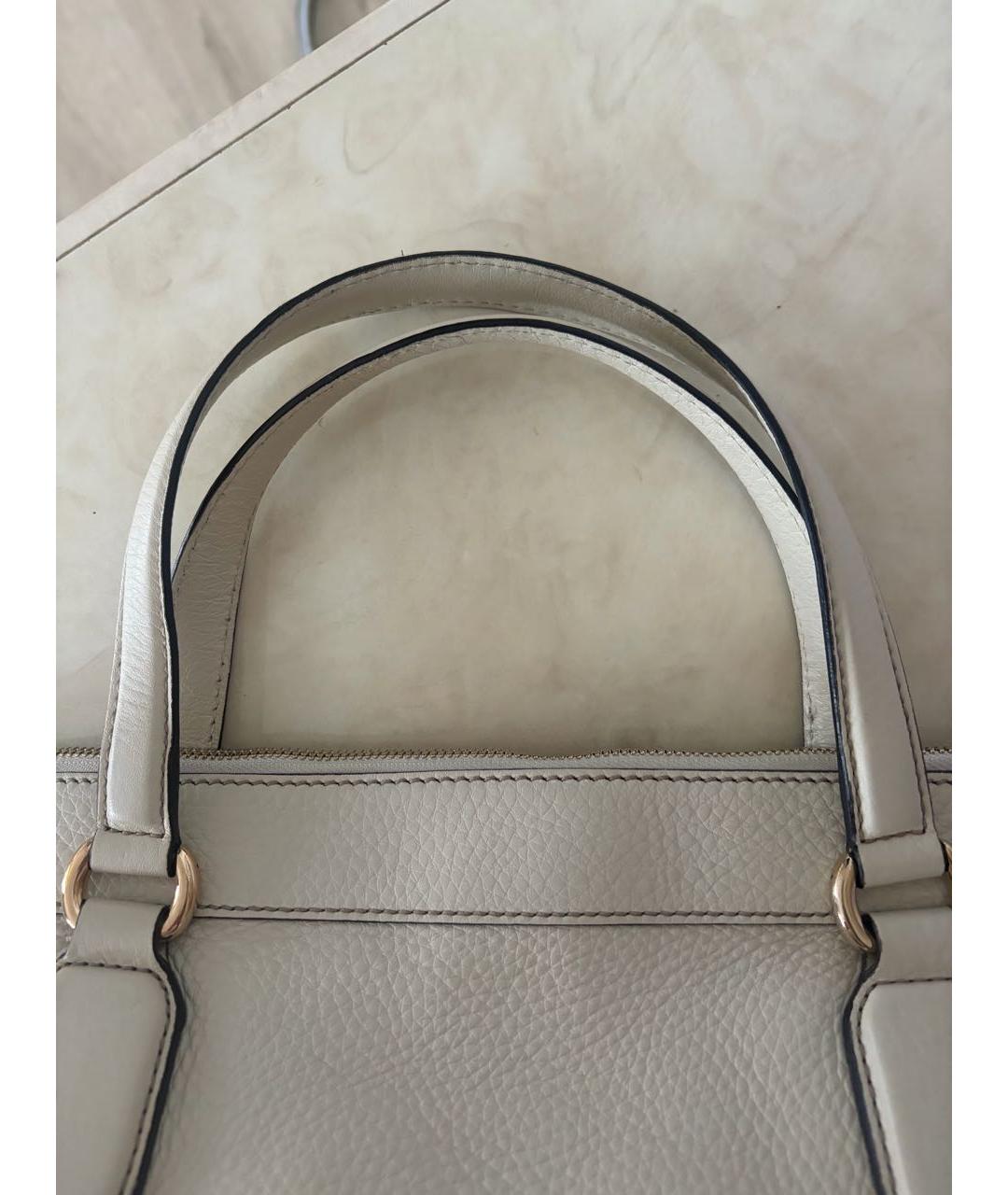 GUCCI Бежевая кожаная сумка тоут, фото 8