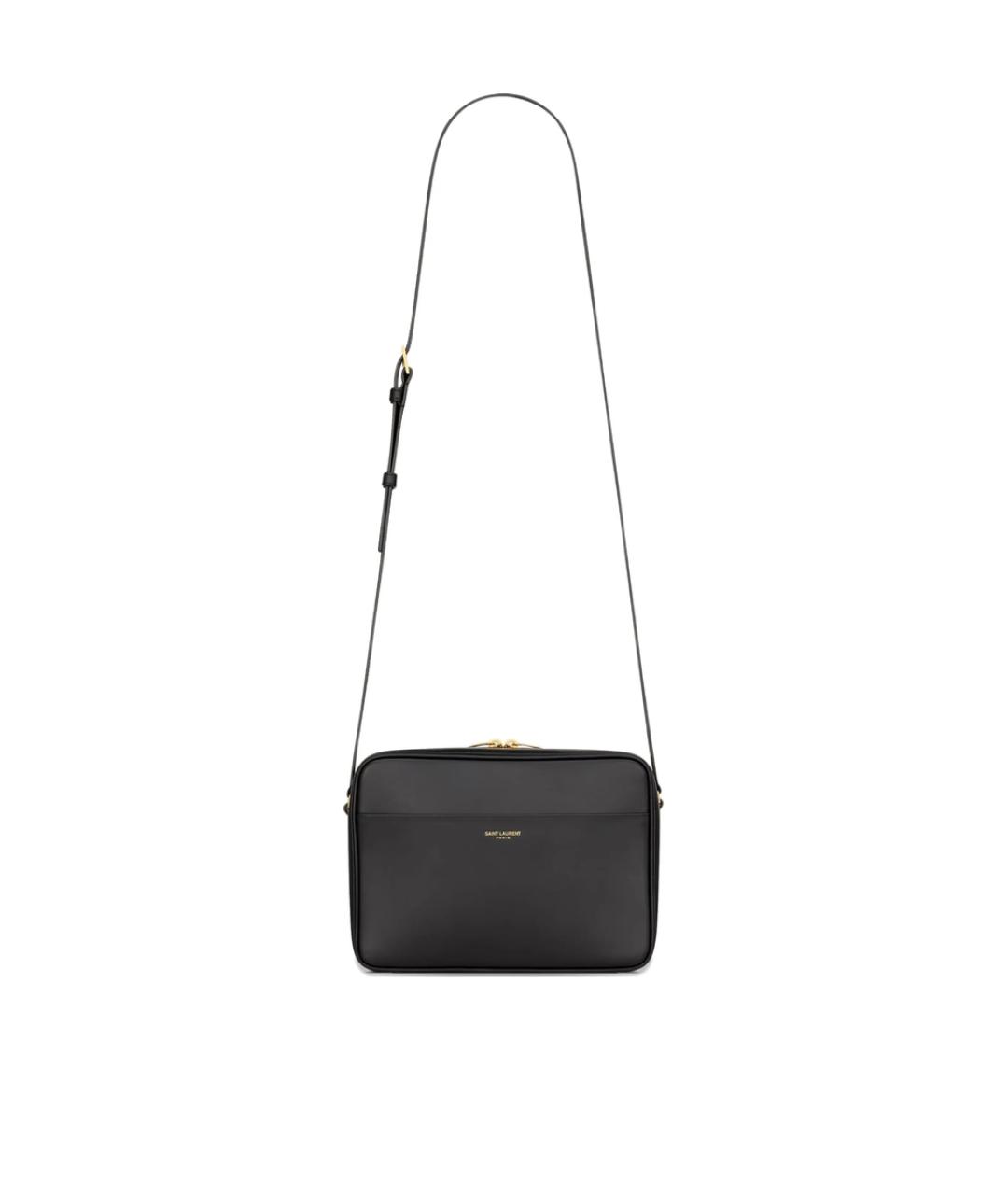 SAINT LAURENT Черная кожаная сумка на плечо, фото 1