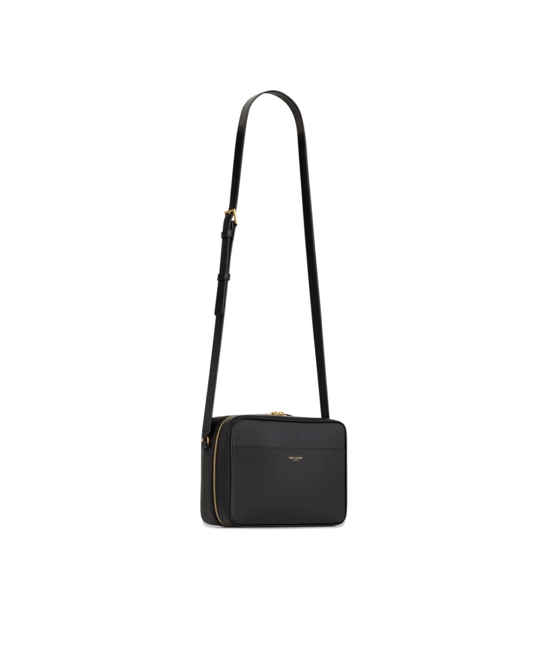 SAINT LAURENT Черная кожаная сумка на плечо, фото 2