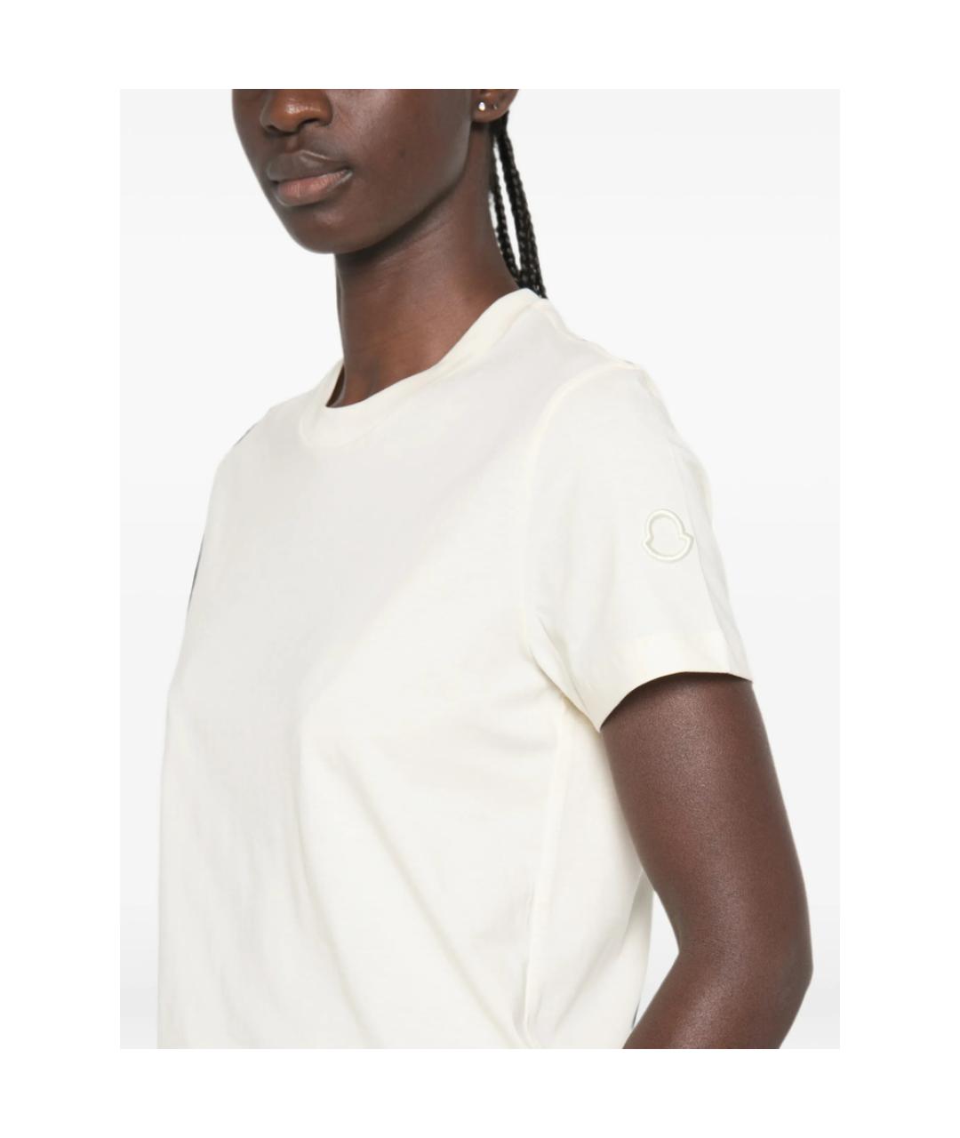 MONCLER Бежевая хлопковая футболка, фото 4