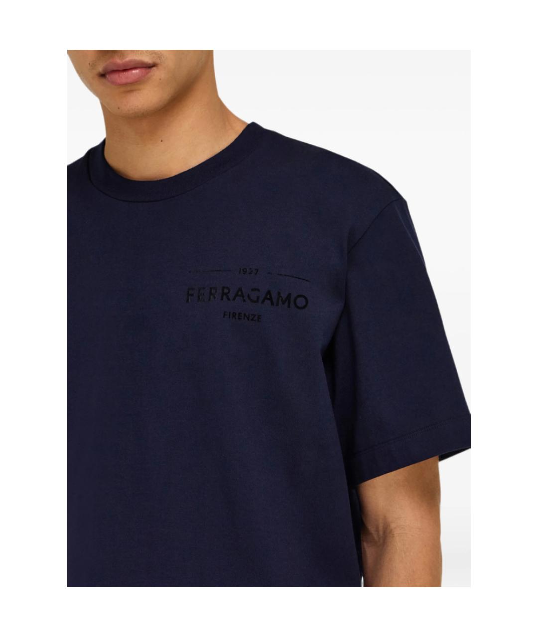 FERRAGAMO Синяя хлопковая футболка, фото 5