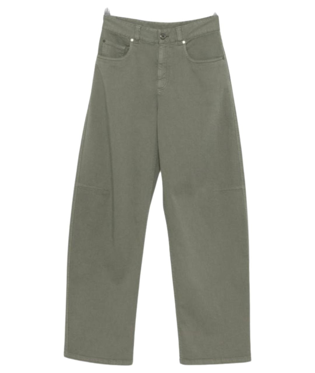 BRUNELLO CUCINELLI Зеленые хлопковые прямые джинсы, фото 1
