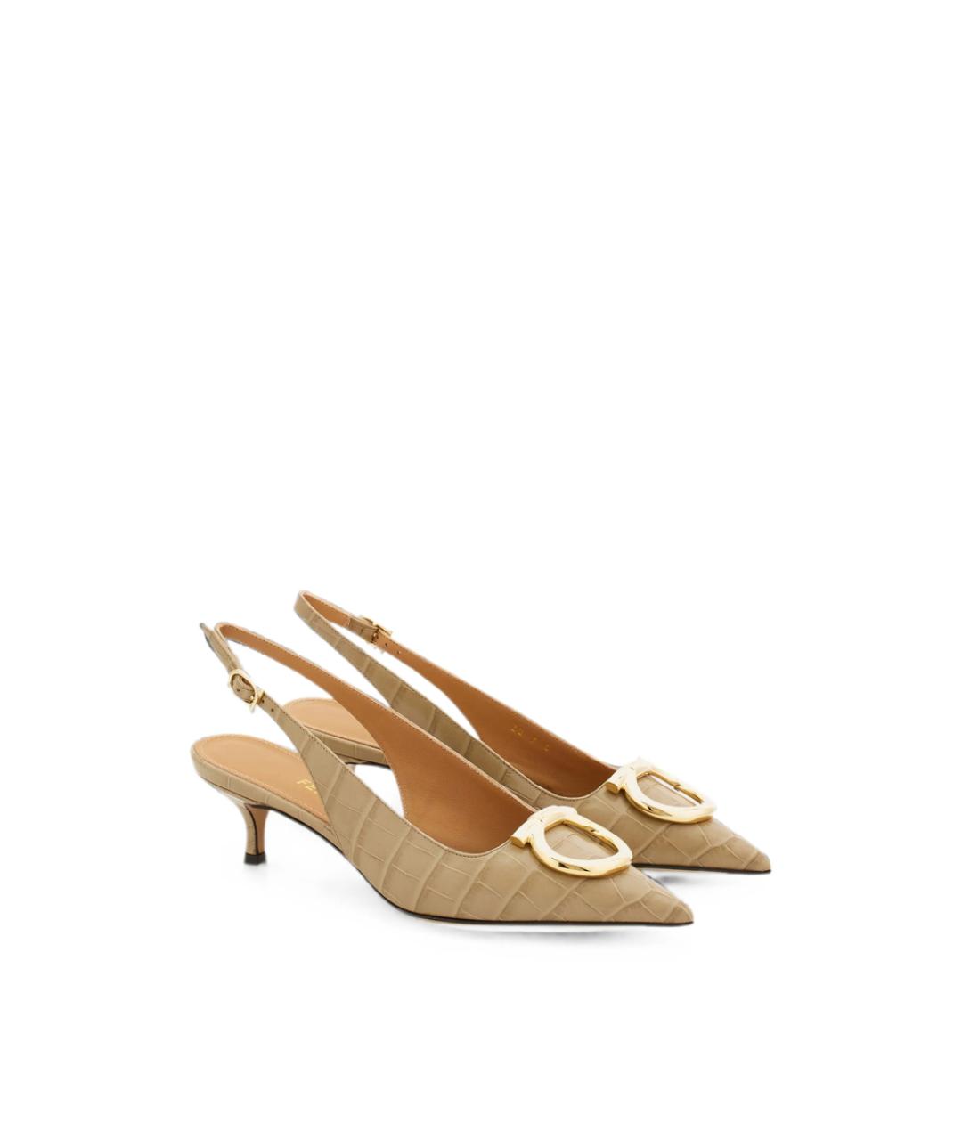 FERRAGAMO Бежевые кожаные туфли, фото 2
