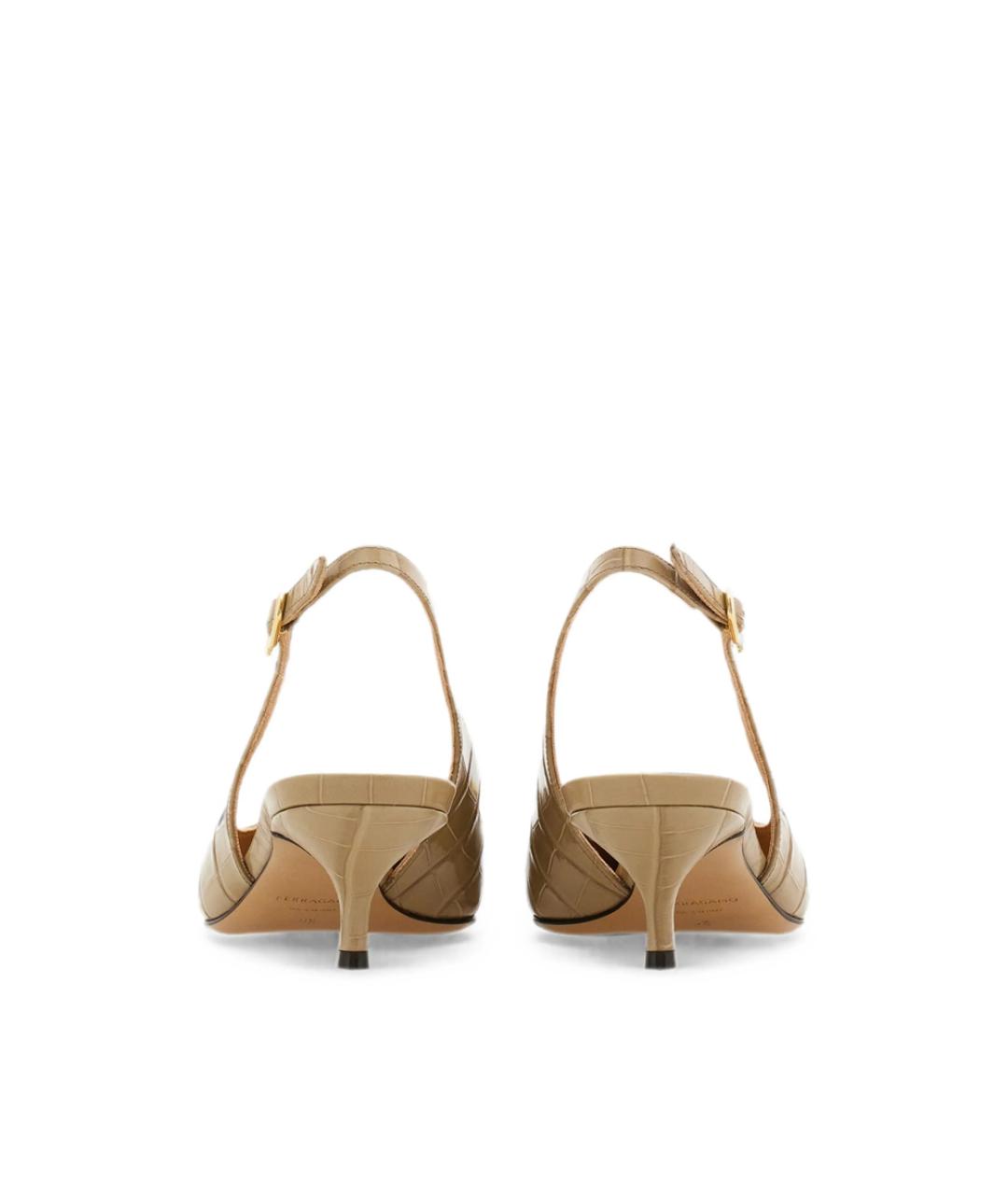FERRAGAMO Бежевые кожаные туфли, фото 4