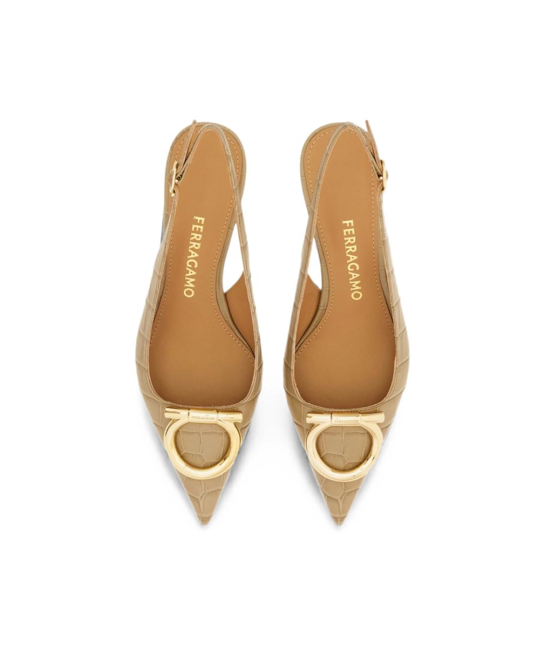 FERRAGAMO Бежевые кожаные туфли, фото 5