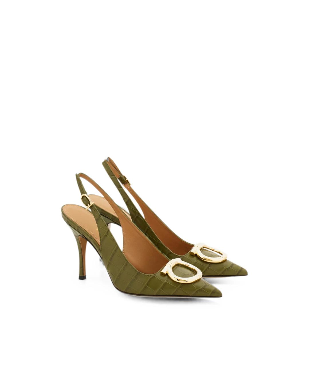 FERRAGAMO Зеленые кожаные туфли, фото 4