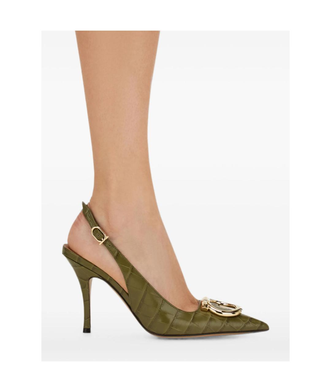 FERRAGAMO Зеленые кожаные туфли, фото 2