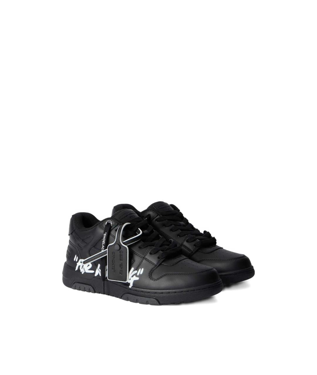 OFF-WHITE Черные кожаные низкие кроссовки / кеды, фото 4
