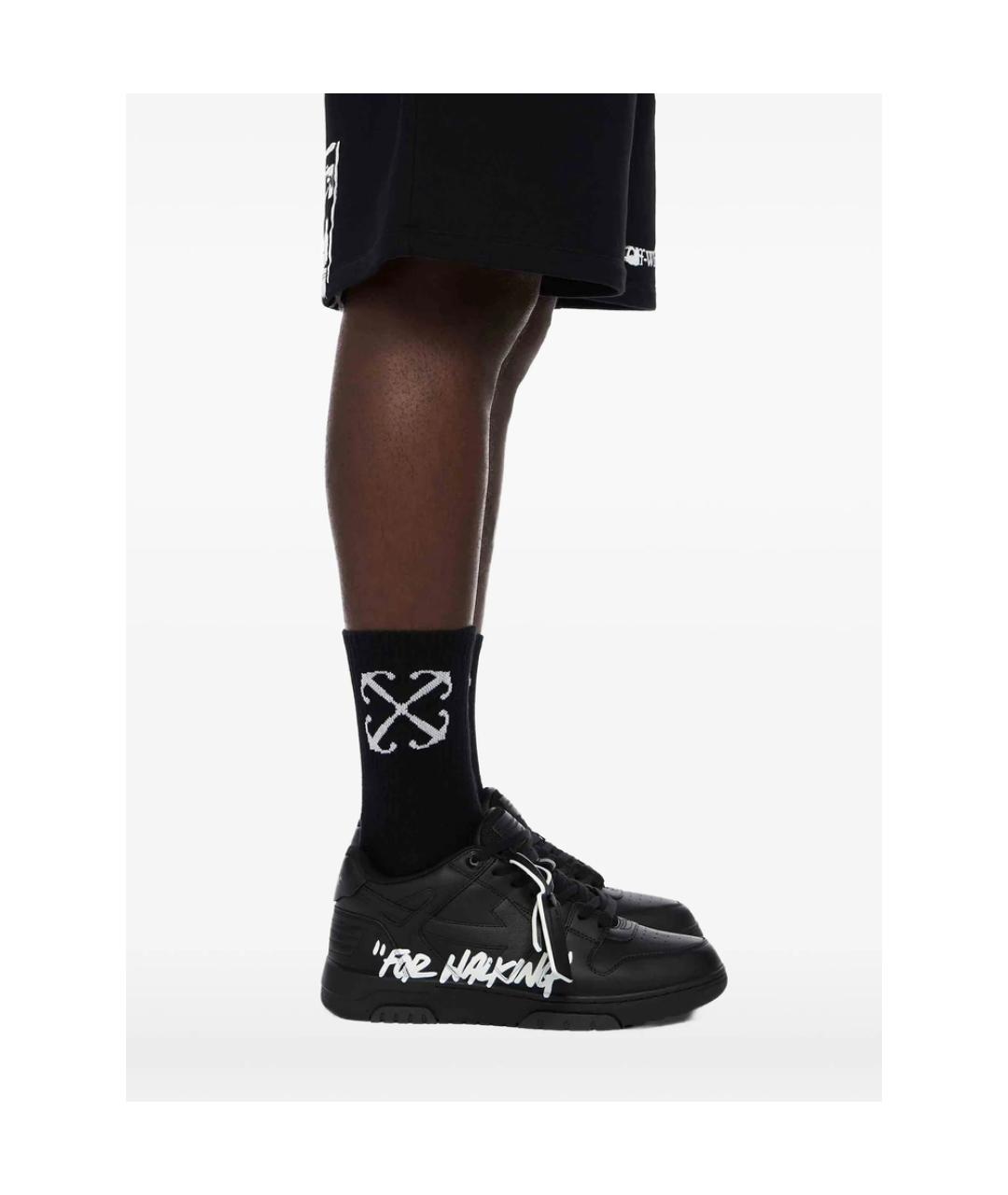 OFF-WHITE Черные кожаные низкие кроссовки / кеды, фото 3