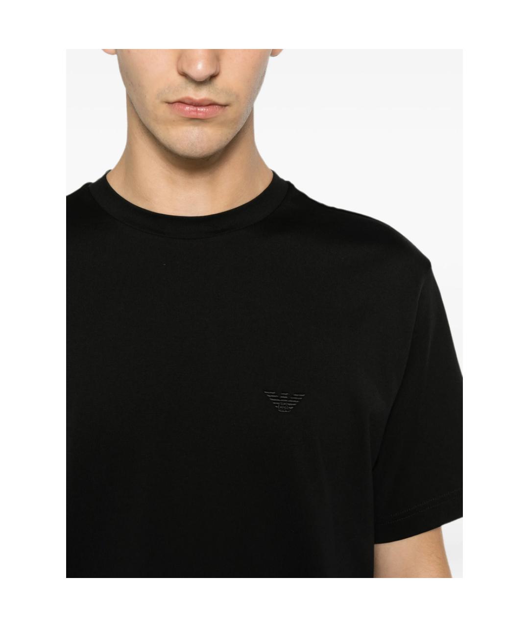 EMPORIO ARMANI Черная хлопковая футболка, фото 5