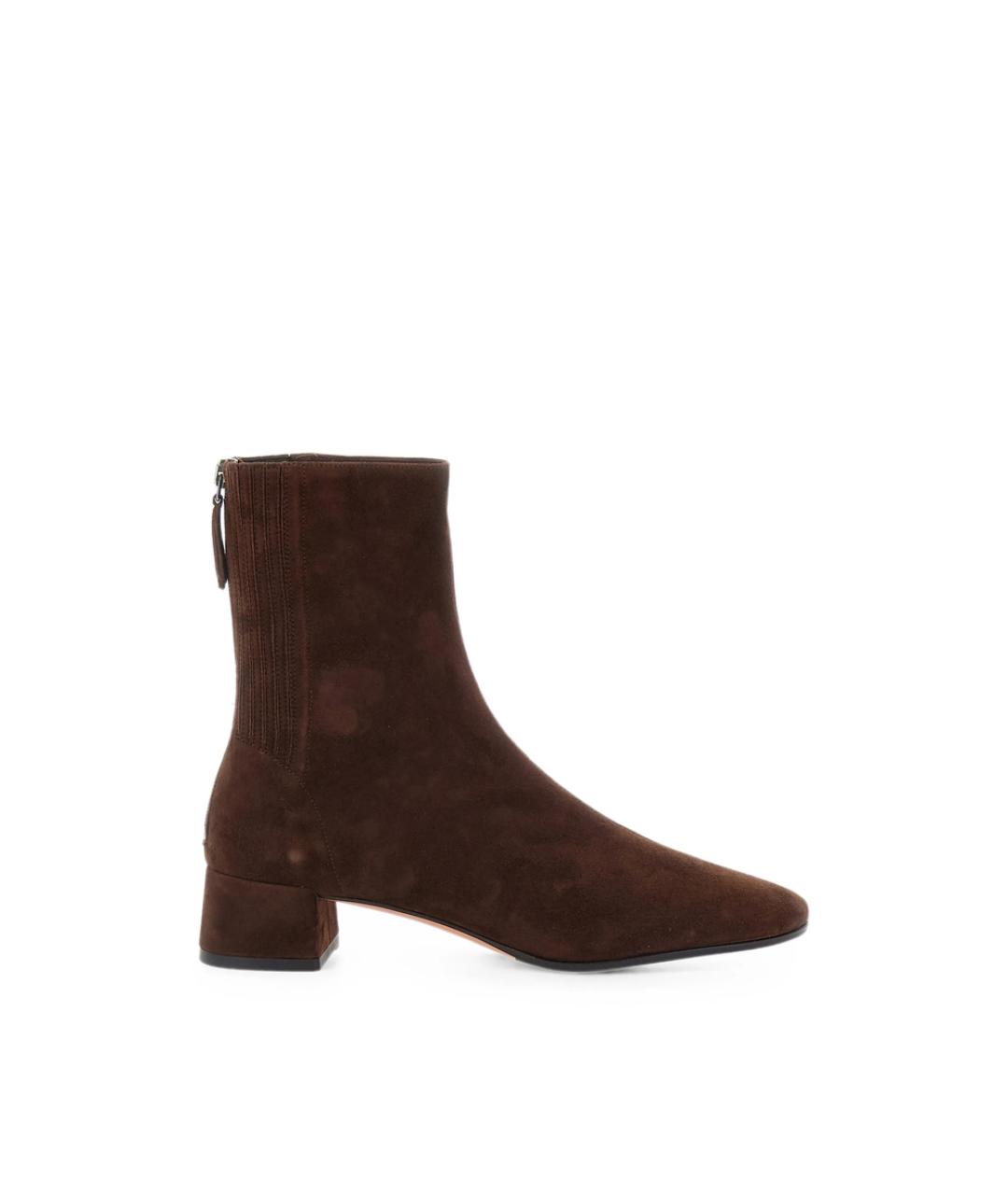 AQUAZZURA Коричневые замшевые ботильоны, фото 1