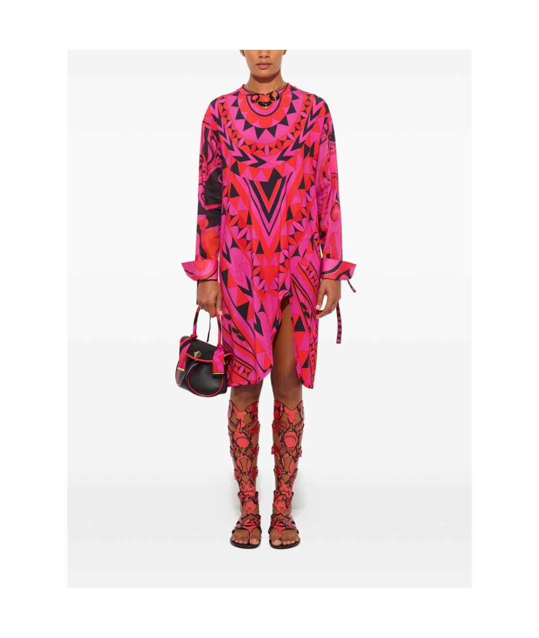 PUCCI Розовое хлопковое повседневное платье, фото 4