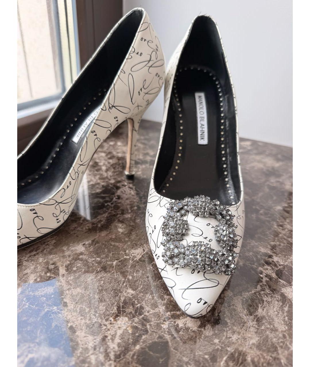 MANOLO BLAHNIK Белые кожаные туфли, фото 5