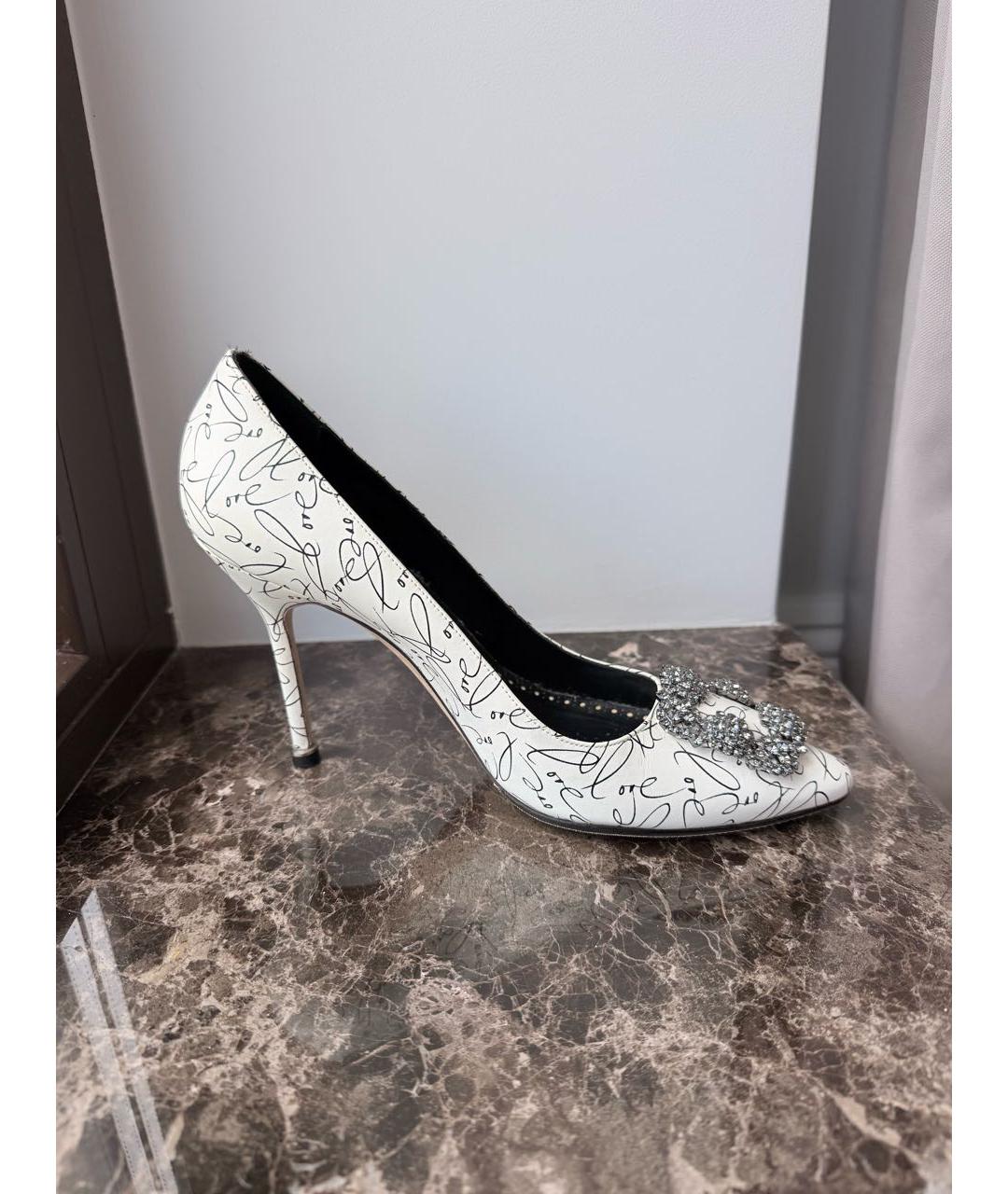 MANOLO BLAHNIK Белые кожаные туфли, фото 7