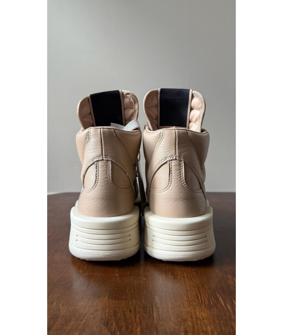 RICK OWENS DRKSHDW Бежевые кожаные кеды, фото 4
