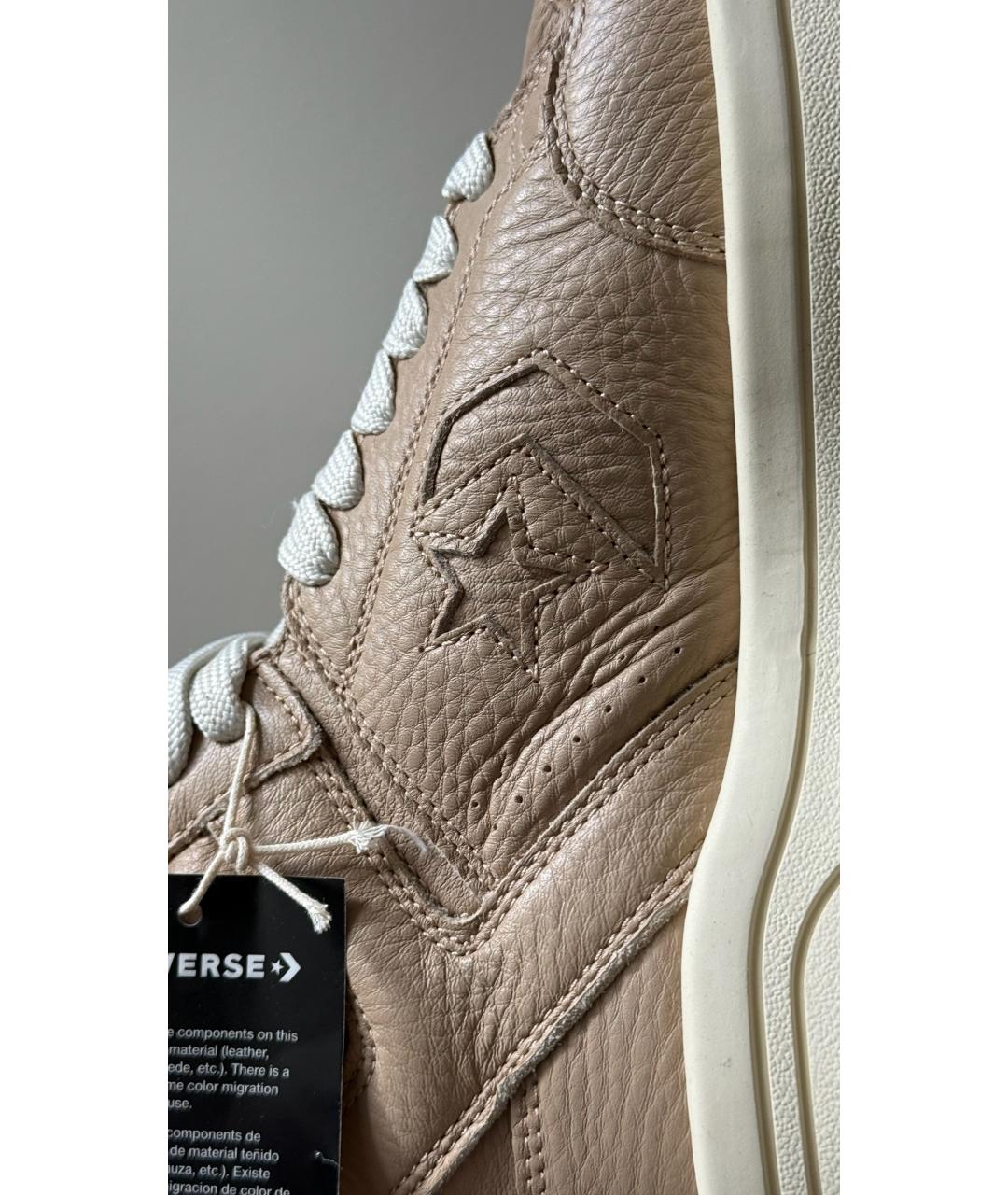 RICK OWENS DRKSHDW Бежевые кожаные кеды, фото 7