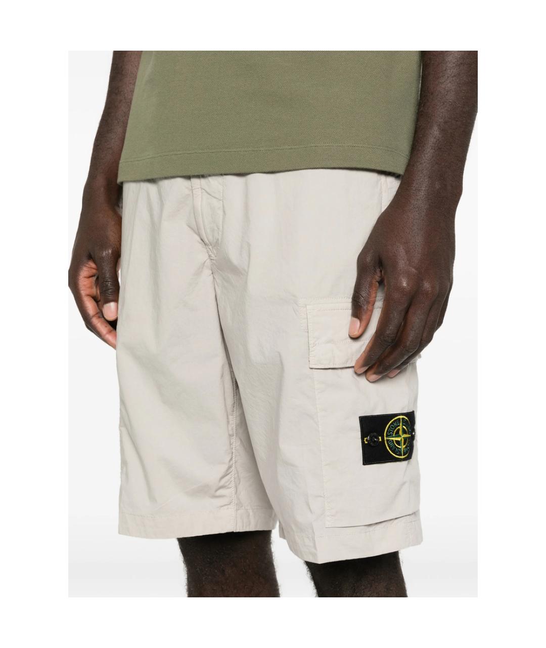 STONE ISLAND Бежевые хлопковые шорты, фото 5