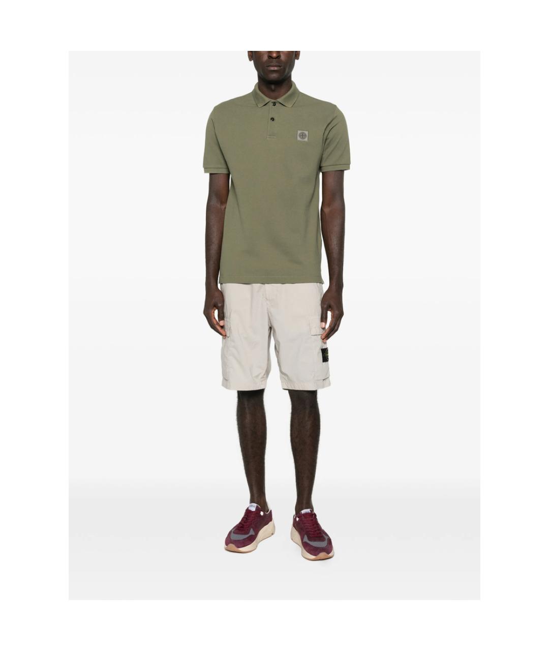 STONE ISLAND Бежевые хлопковые шорты, фото 4