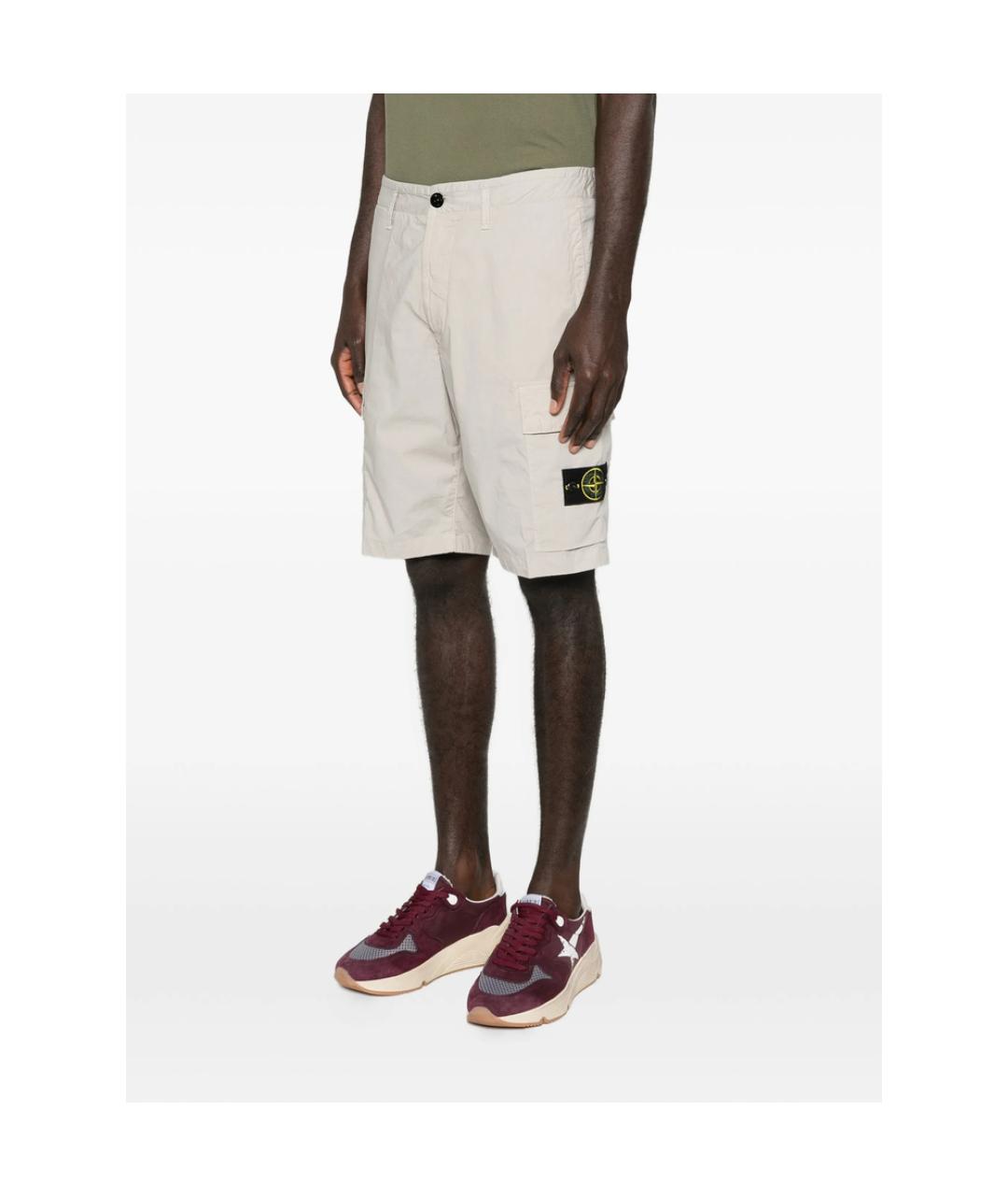 STONE ISLAND Бежевые хлопковые шорты, фото 3