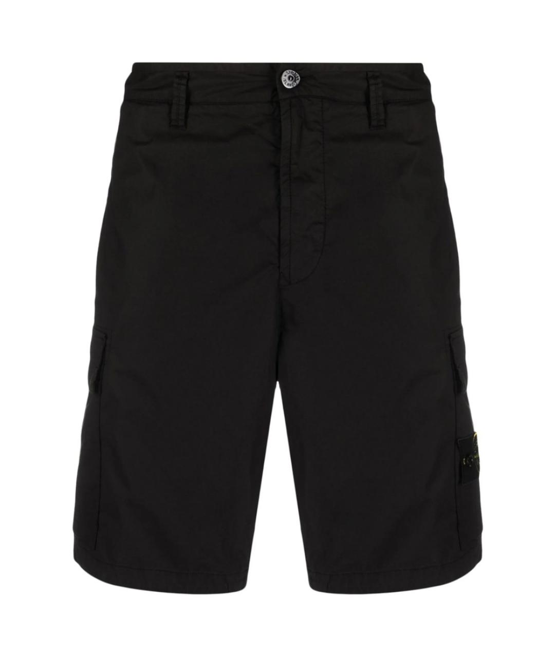 STONE ISLAND Черные хлопковые шорты, фото 1