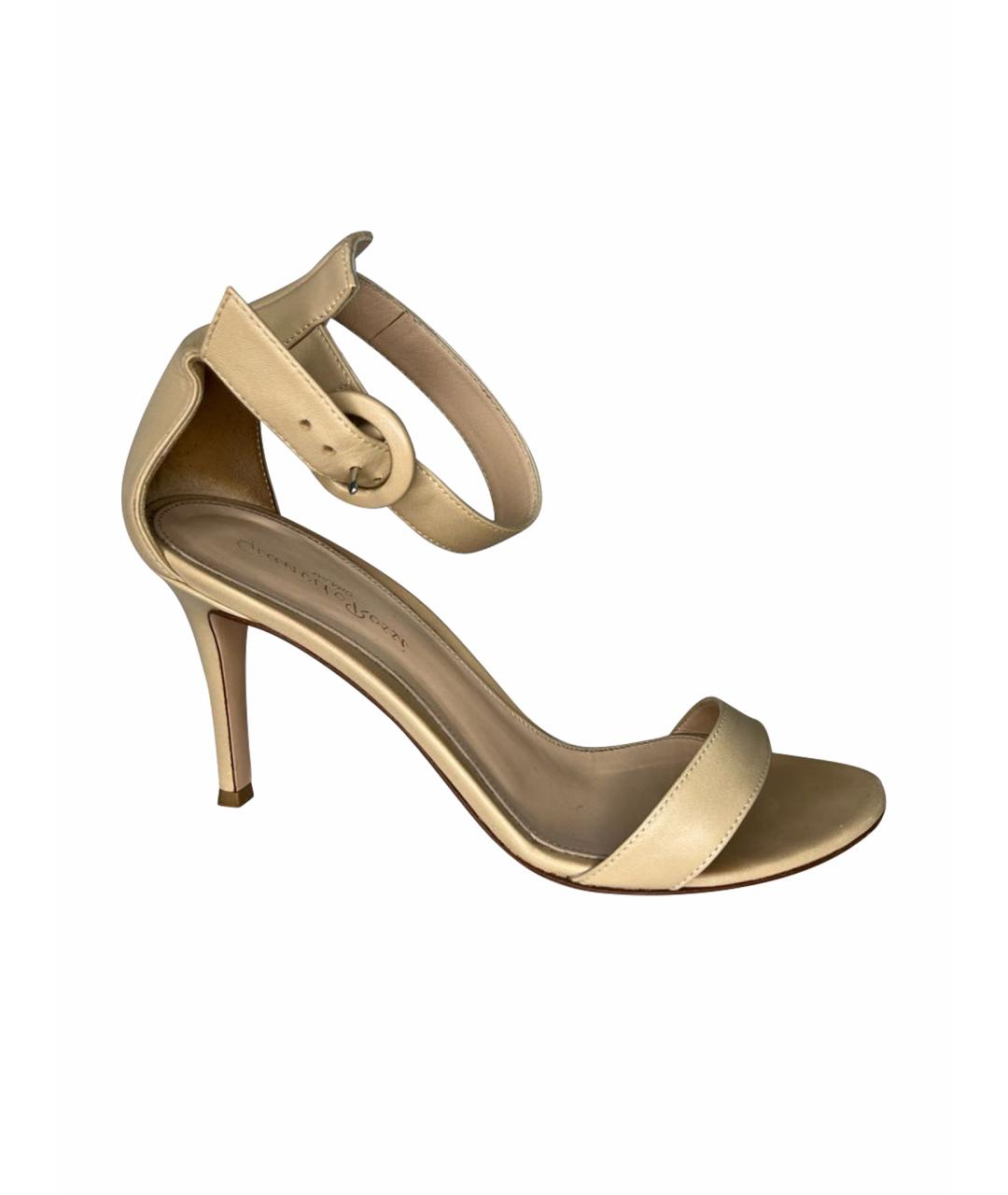 GIANVITO ROSSI Бежевые кожаные босоножки, фото 1