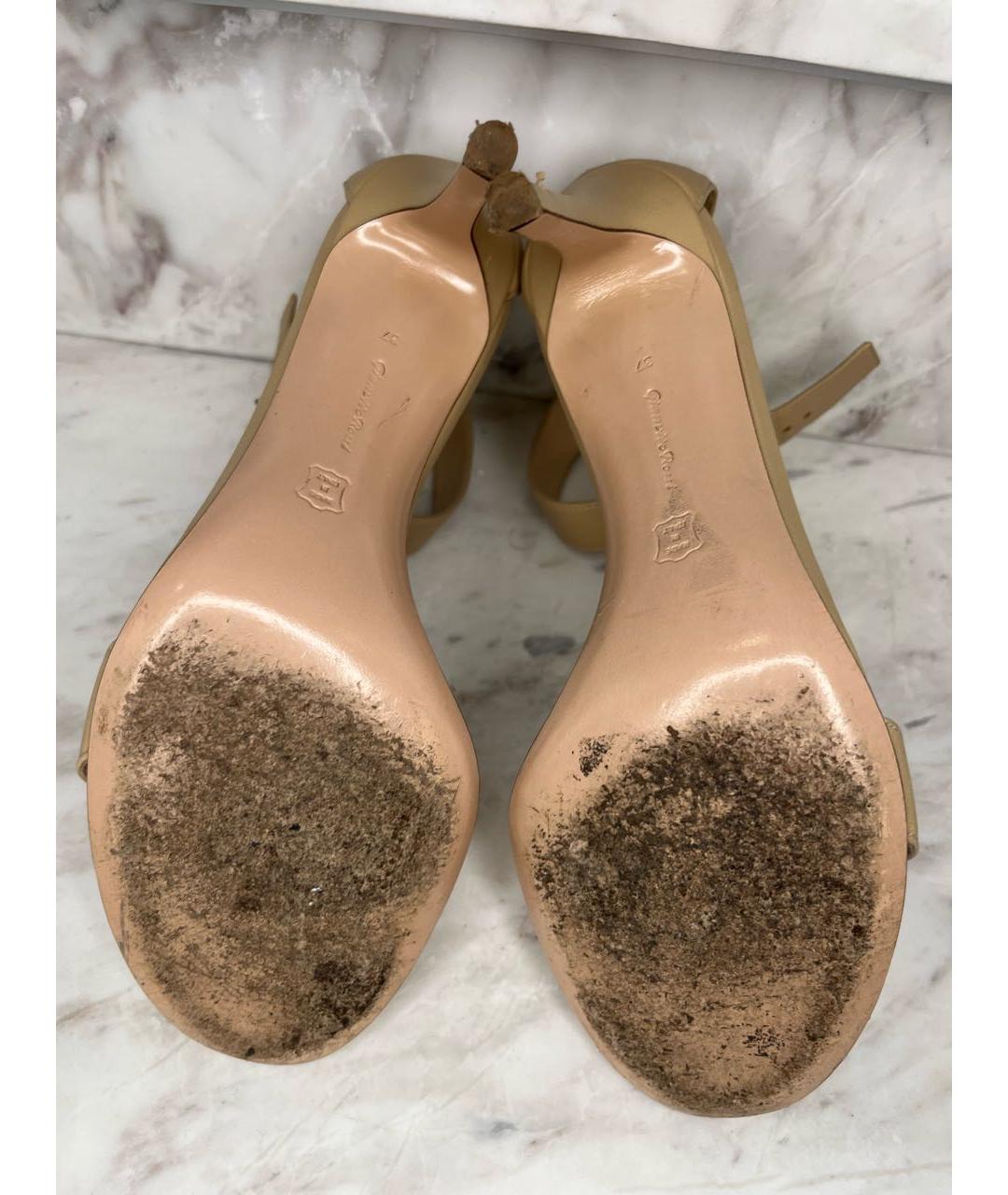 GIANVITO ROSSI Бежевые кожаные босоножки, фото 5